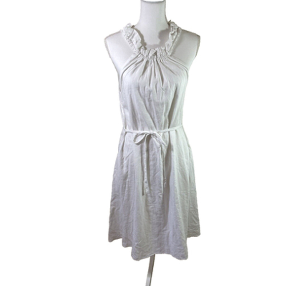 NWT Banana Republic Ruffle Neck Linen Blend White Midi Dress Pockets Lined Sz XS - eharrisgallery.com NWT Banana Republic Ruffle Neck Linen Blend White Midi Dress Pockets Lined Sz XS - eharrisgallery.com
